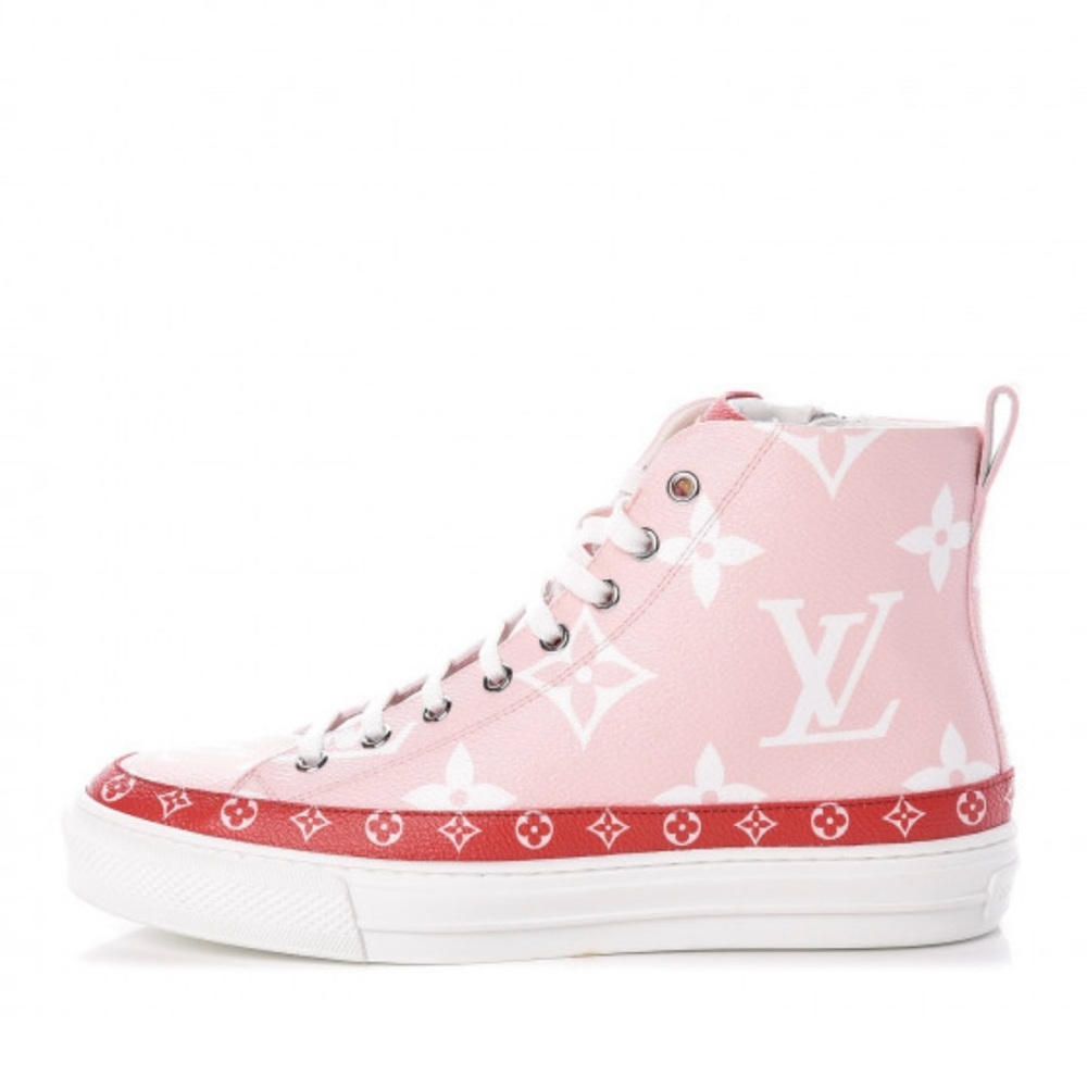 Louis Vuitton Pink and Red High-Top Sneakers
